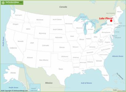 Lake Placid Location on the USA Map