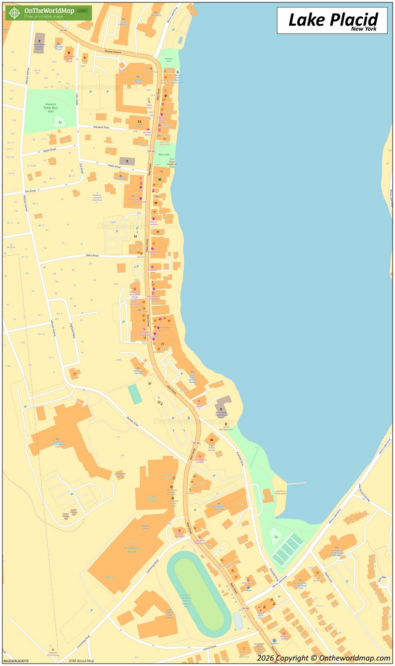 Lake Placid Main Street Map