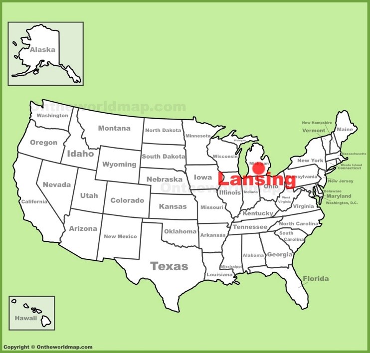 Lansing location on the U.S. Map