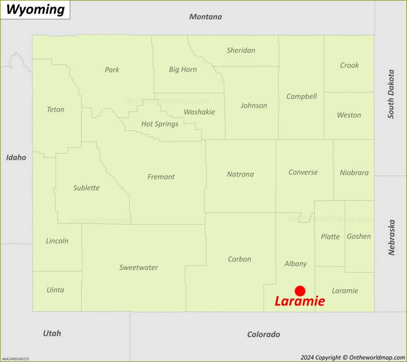 Laramie Location On The Wyoming Map