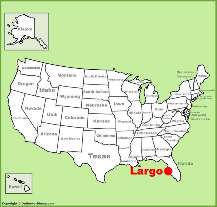 Largo location on the U.S. Map