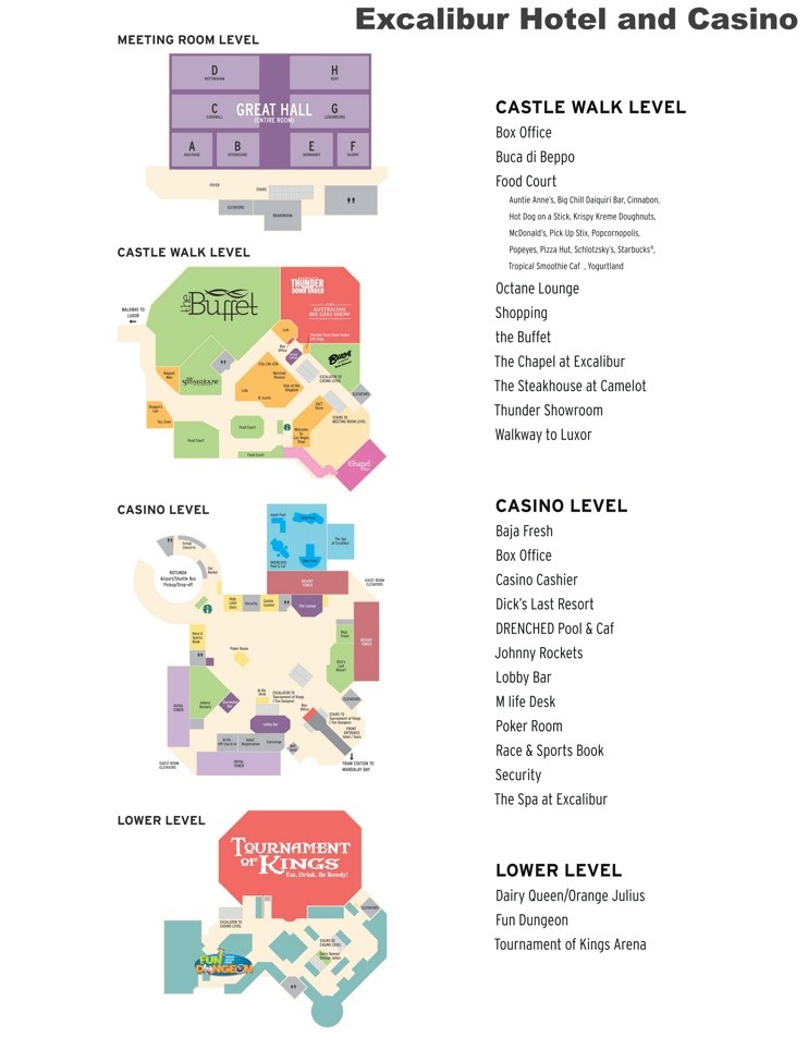 Las Vegas Excalibur hotel map