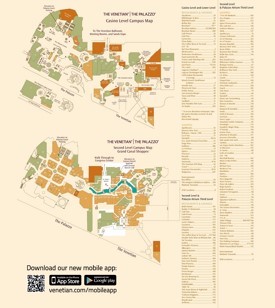 Las Vegas Venetian and Palazzo hotel map