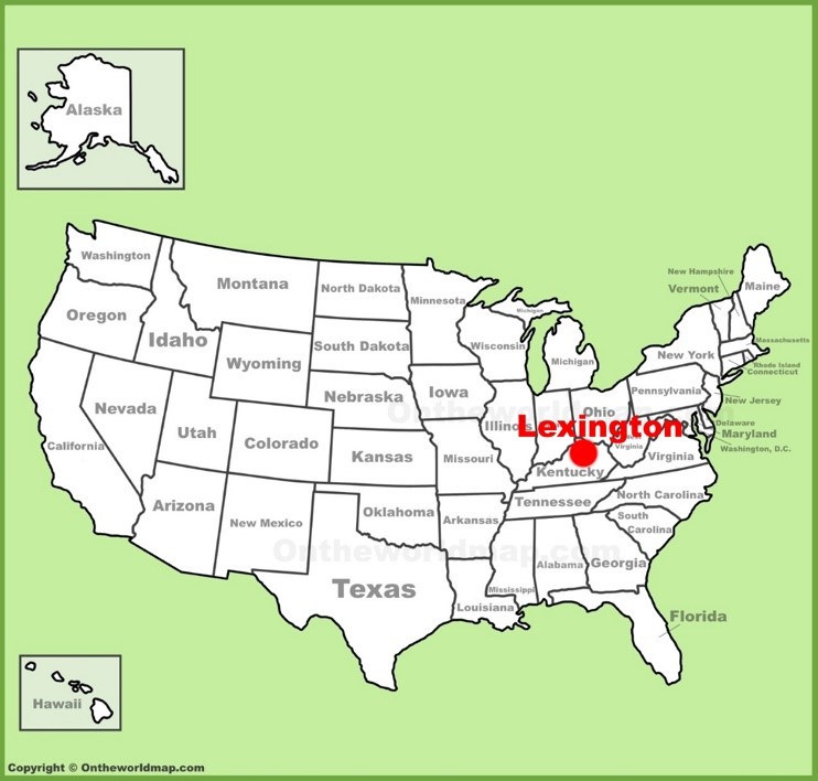 Lexington location on the U.S. Map 