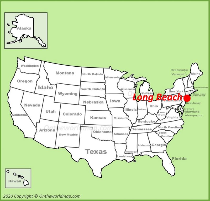 Long Beach NY location on the U.S. Map