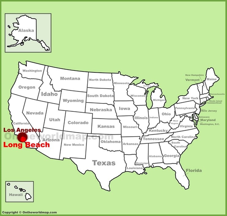 Long Beach location on the U.S. Map