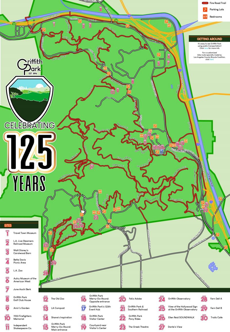Griffith Park Sites Map