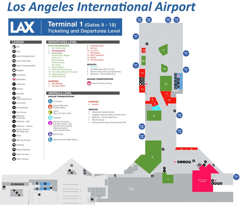 LAX Terminal 1 Map