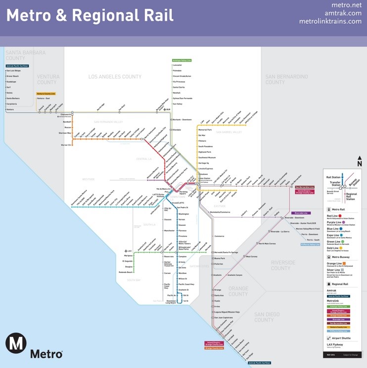 Los Angeles rail map