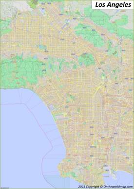 Los Angeles Roads And Neighborhoods Map