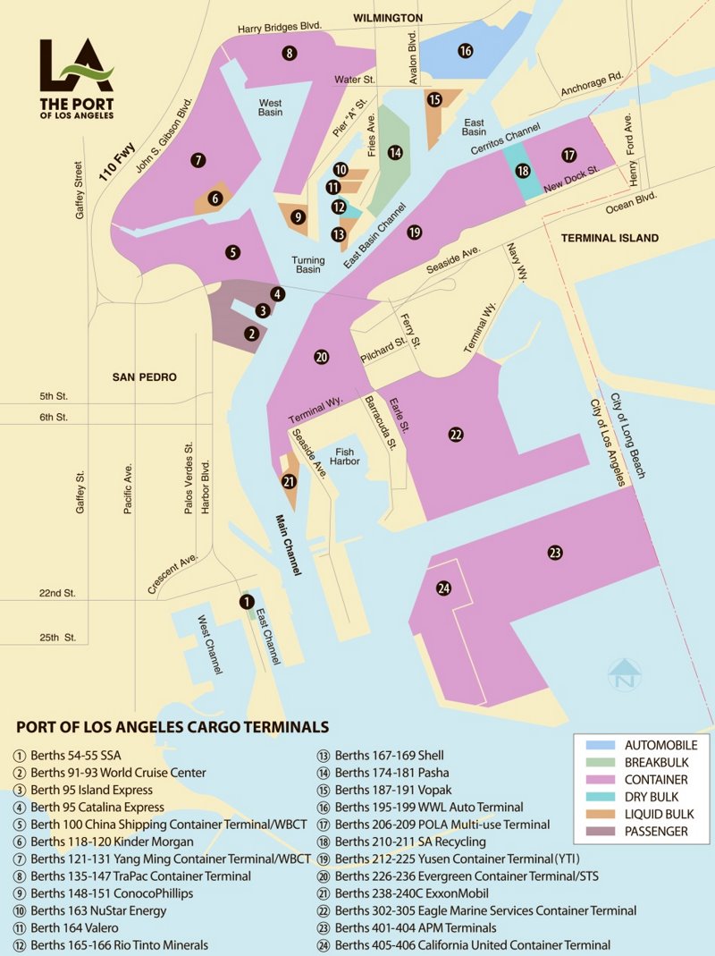 Port of Los Angeles Cargo Terminals Map