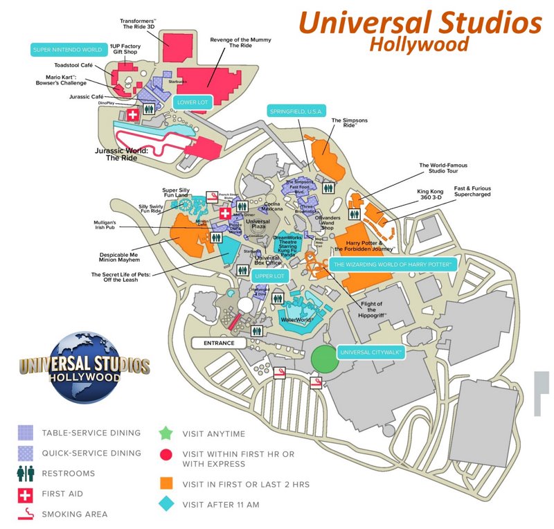 Universal Studios Hollywood Map