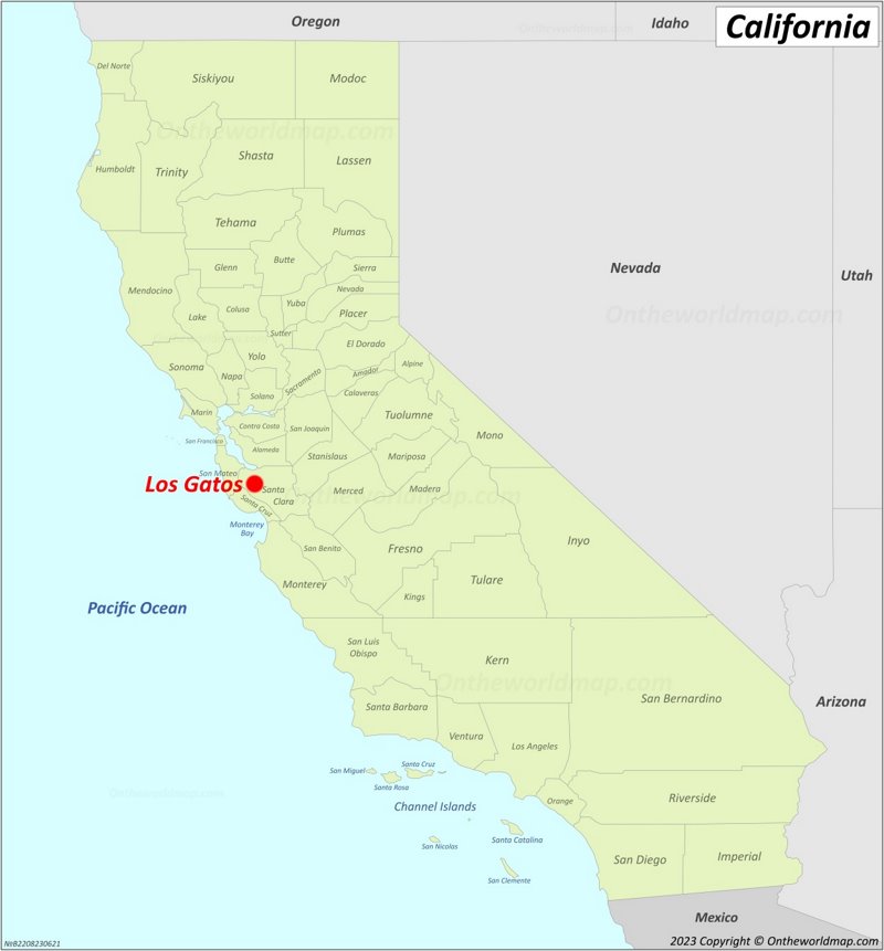 Los Gatos Location On The California Map