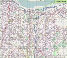 Large detailed map of Louisville