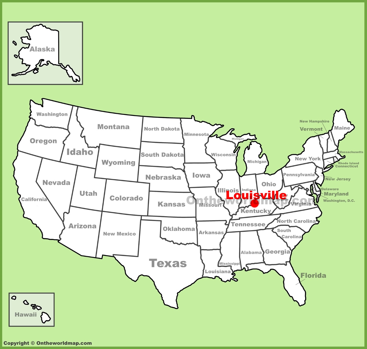 Louisville Location On The U S Map Ontheworldmap Com   Louisville Location On The Us Map 