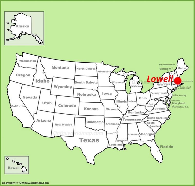 Lowell location on the U.S. Map