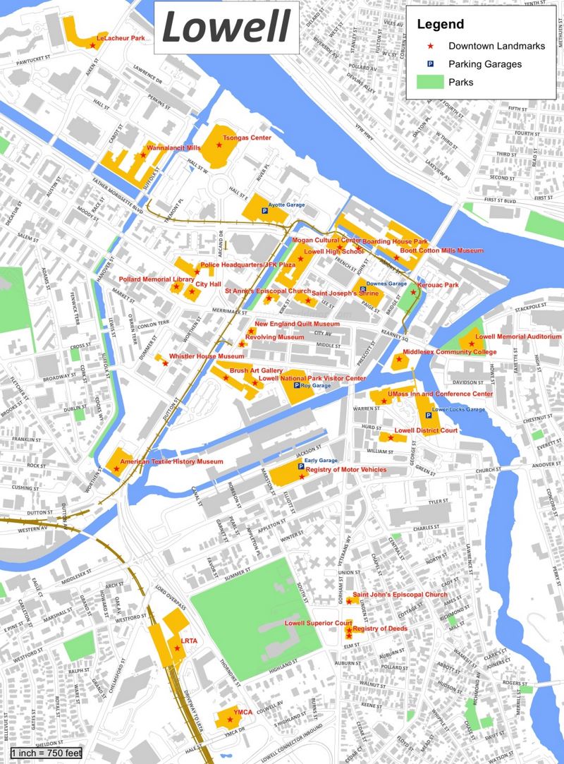 Lowell Tourist Attractions Map
