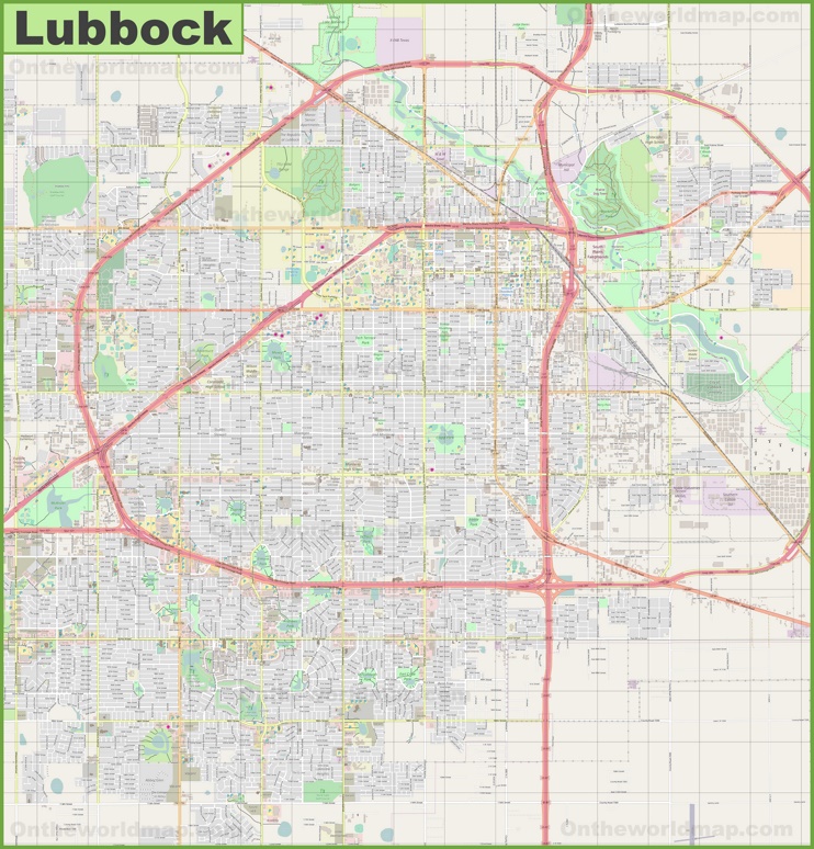 Large detailed map of Lubbock