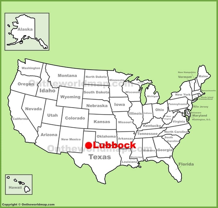 Lubbock location on the U.S. Map