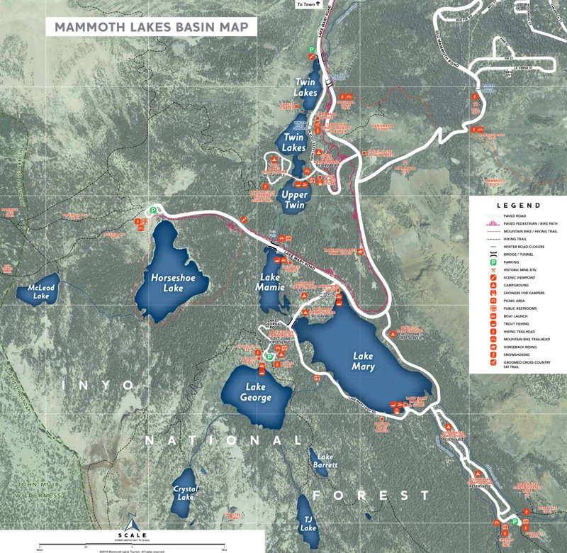 Mammoth Lakes Basin Tourist Map