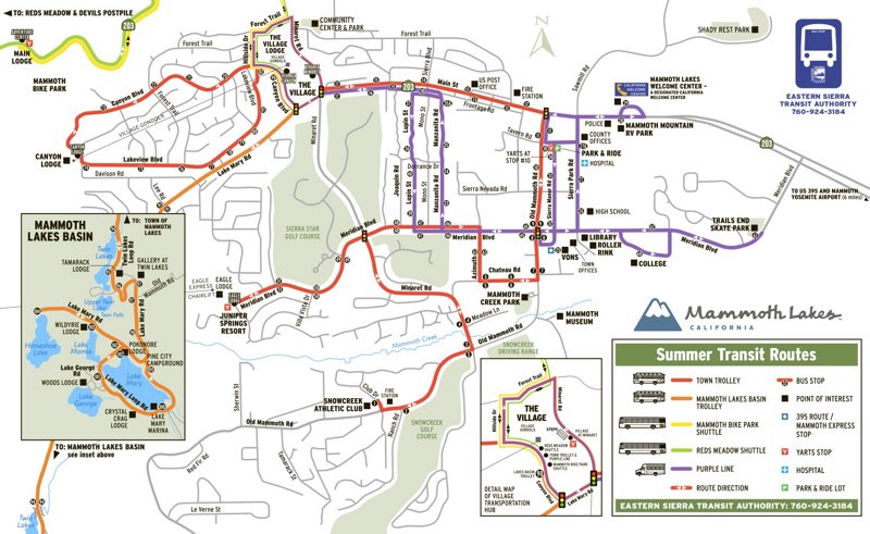 Mammoth Lakes Summer Transit Routes Map