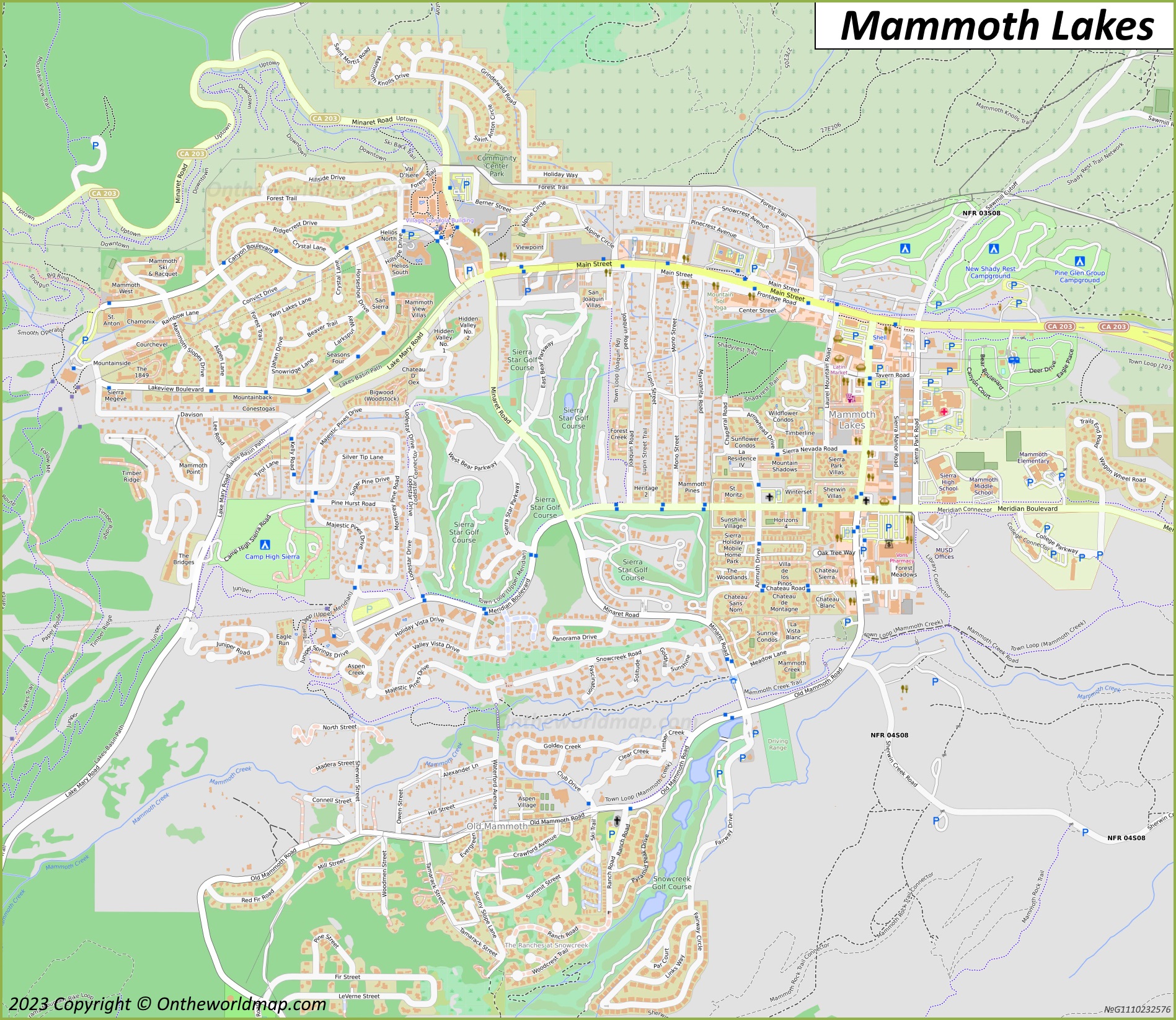Mammoth Lakes Town Map - Ontheworldmap.com