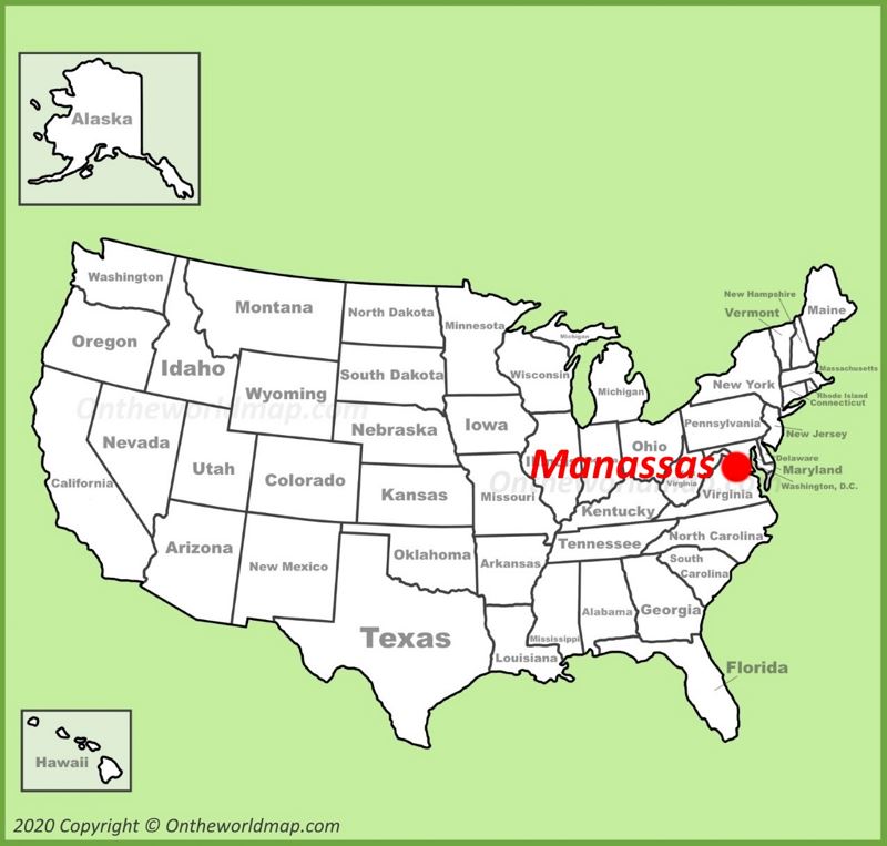 Manassas location on the U.S. Map