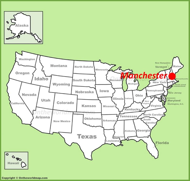 Manchester NH location on the U.S. Map
