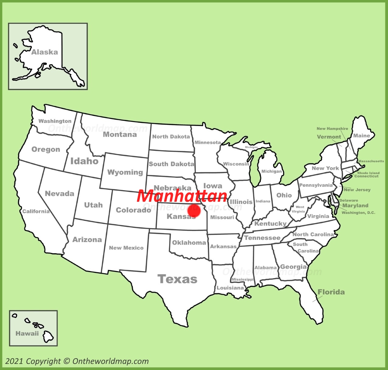 Manhattan Ks Location On The Us Map 