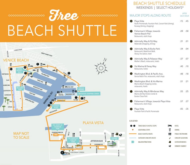 Marina del Rey Beach Shuttle Map