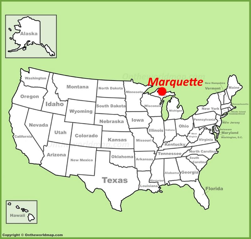 Marquette MI location on the U.S. Map