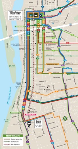 Memphis downtown transport map