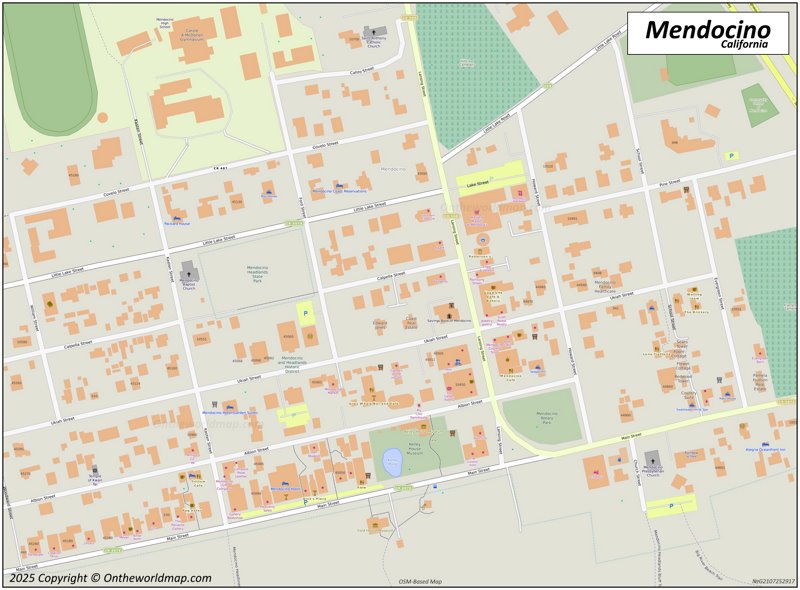 Map of Downtown Mendocino