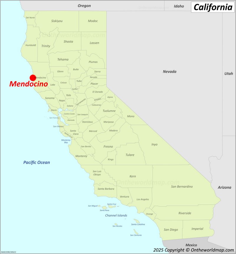 Mendocino Location On The California Map