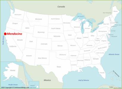Mendocino Location on the USA Map