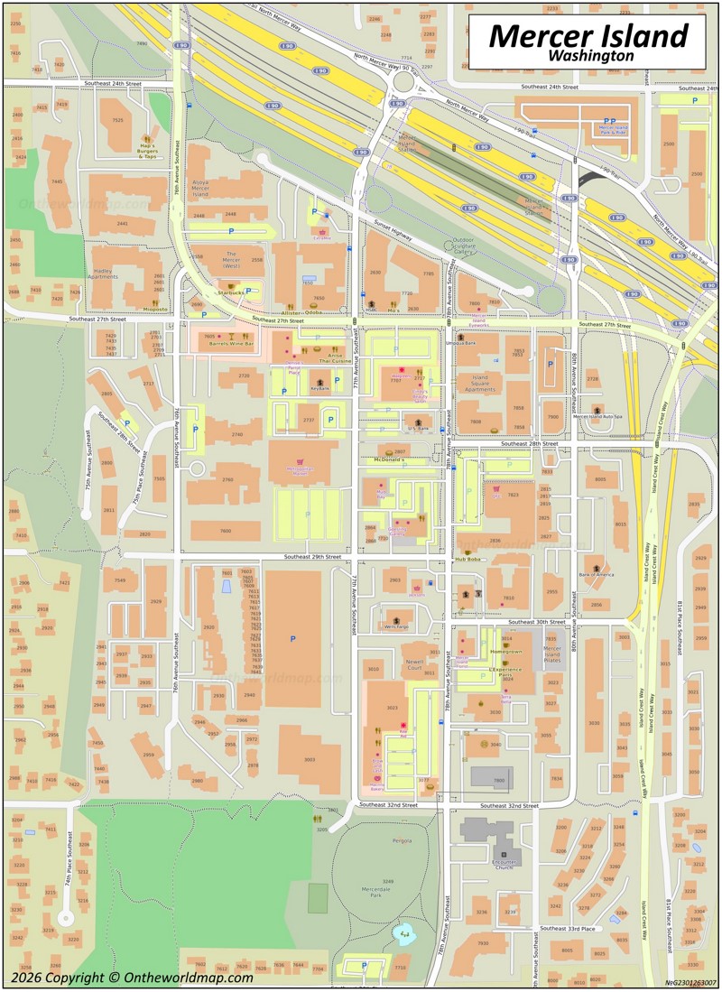 Map of Downtown Mercer Island
