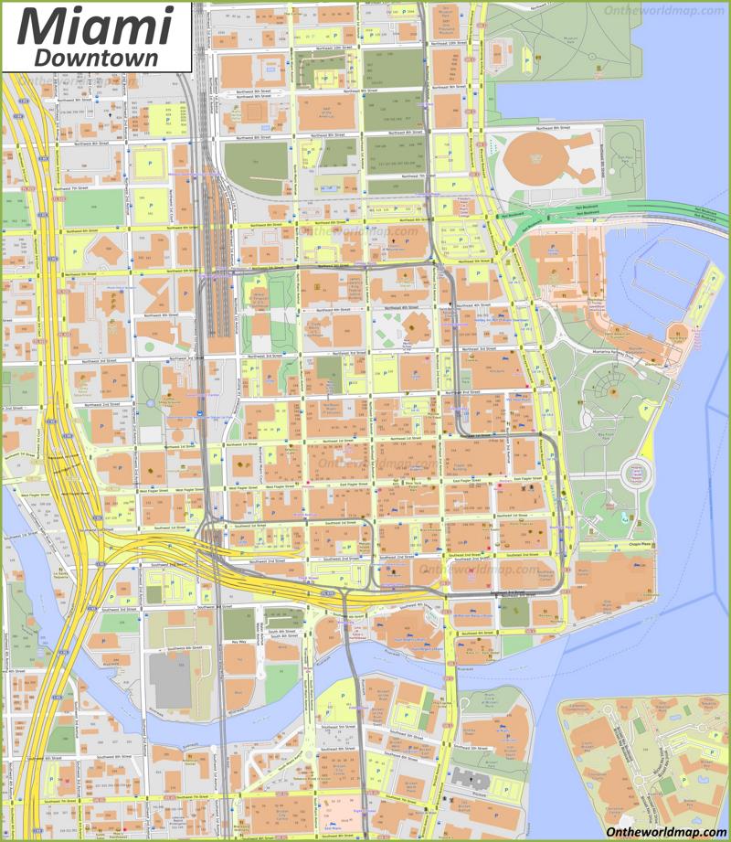 Detailed Map of Miami Downtown