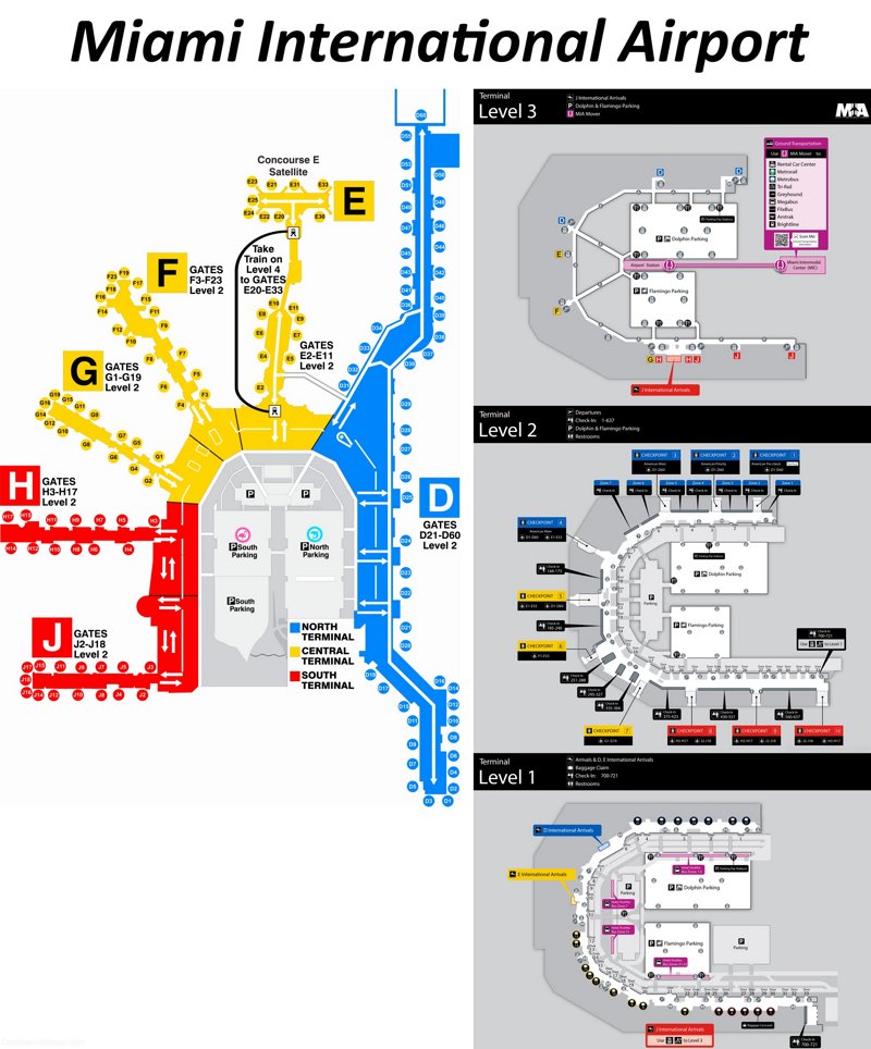 Miami Airport Map Terminal Airport Maps AZBWA
