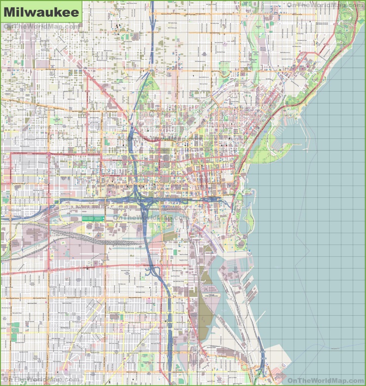 Large detailed map of Milwaukee