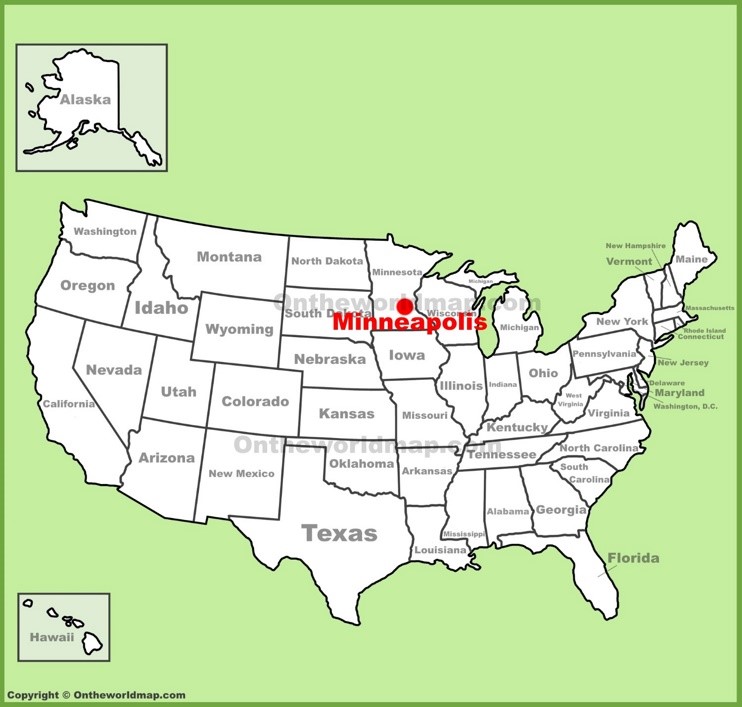 Minneapolis location on the U.S. Map