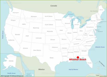 Miramar Beach Location on the USA Map