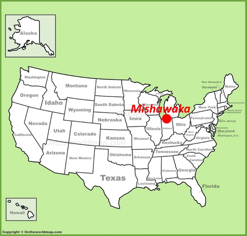 Mishawaka location on the U.S. Map