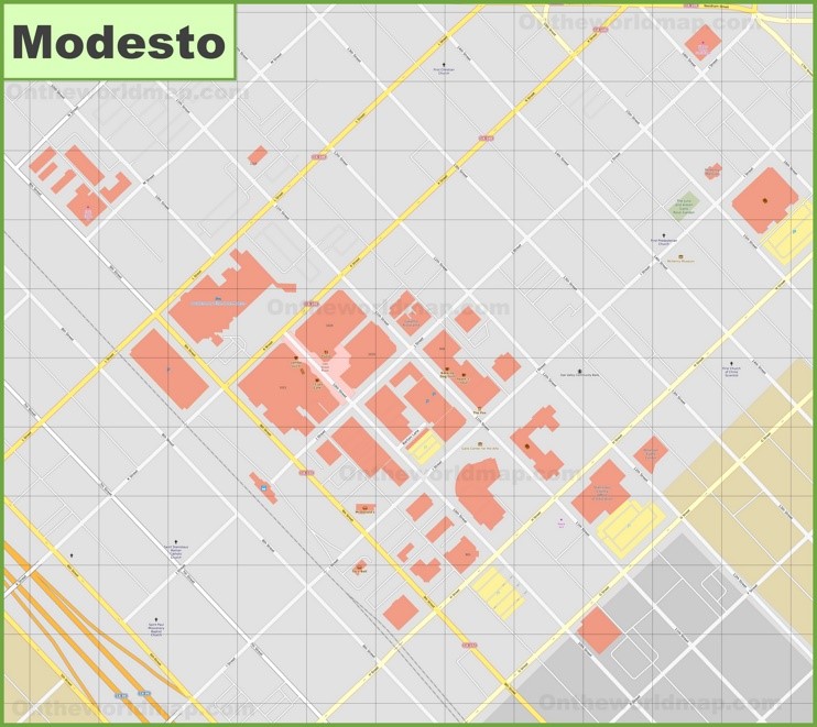 Modesto downtown map
