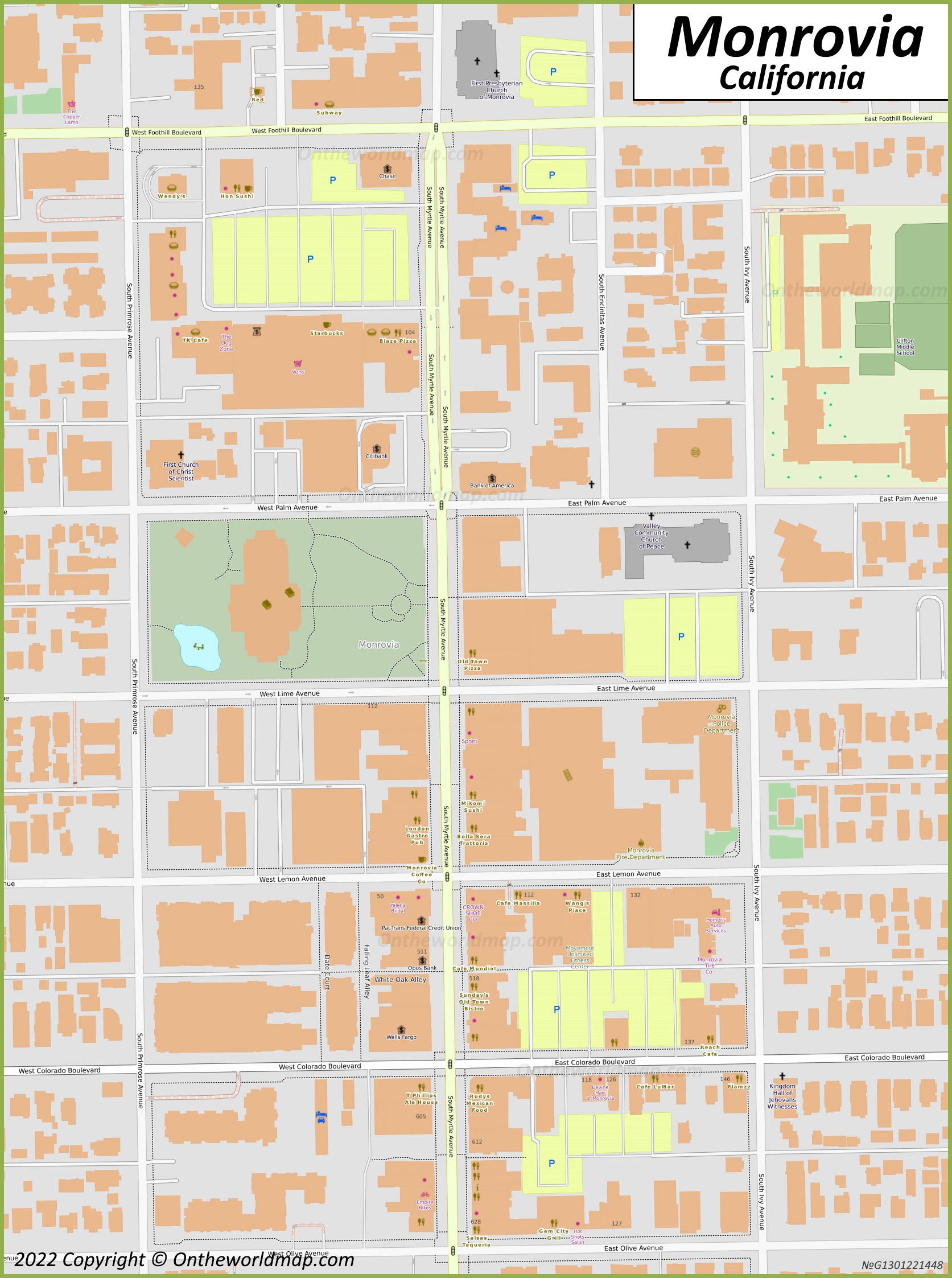 Downtown Monrovia Map