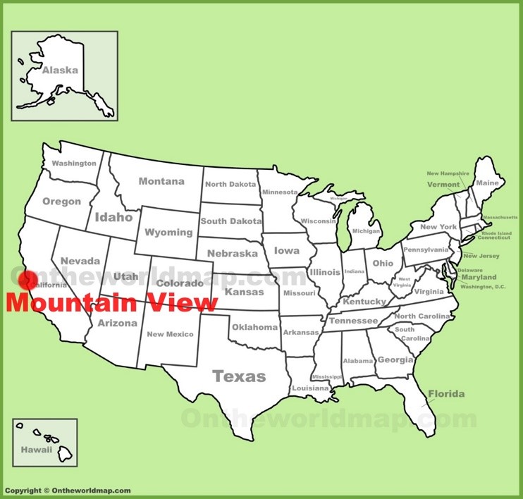 Mountain View location on the U.S. Map
