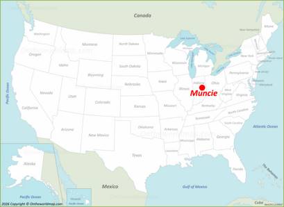 Muncie Location on the USA Map