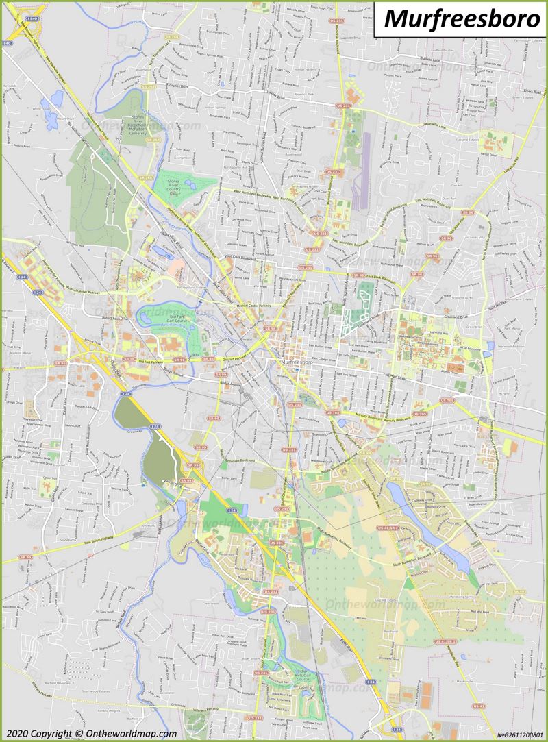 Map of Murfreesboro