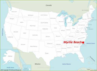 Myrtle Beach Location on the USA Map
