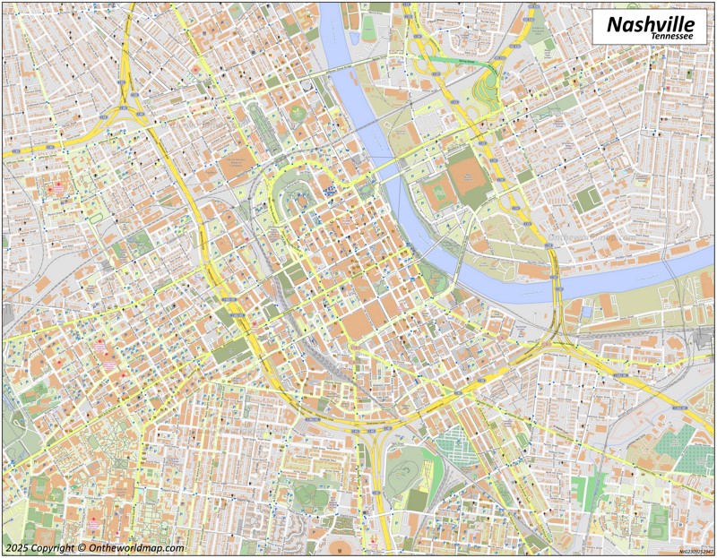Large detailed map of Nashville