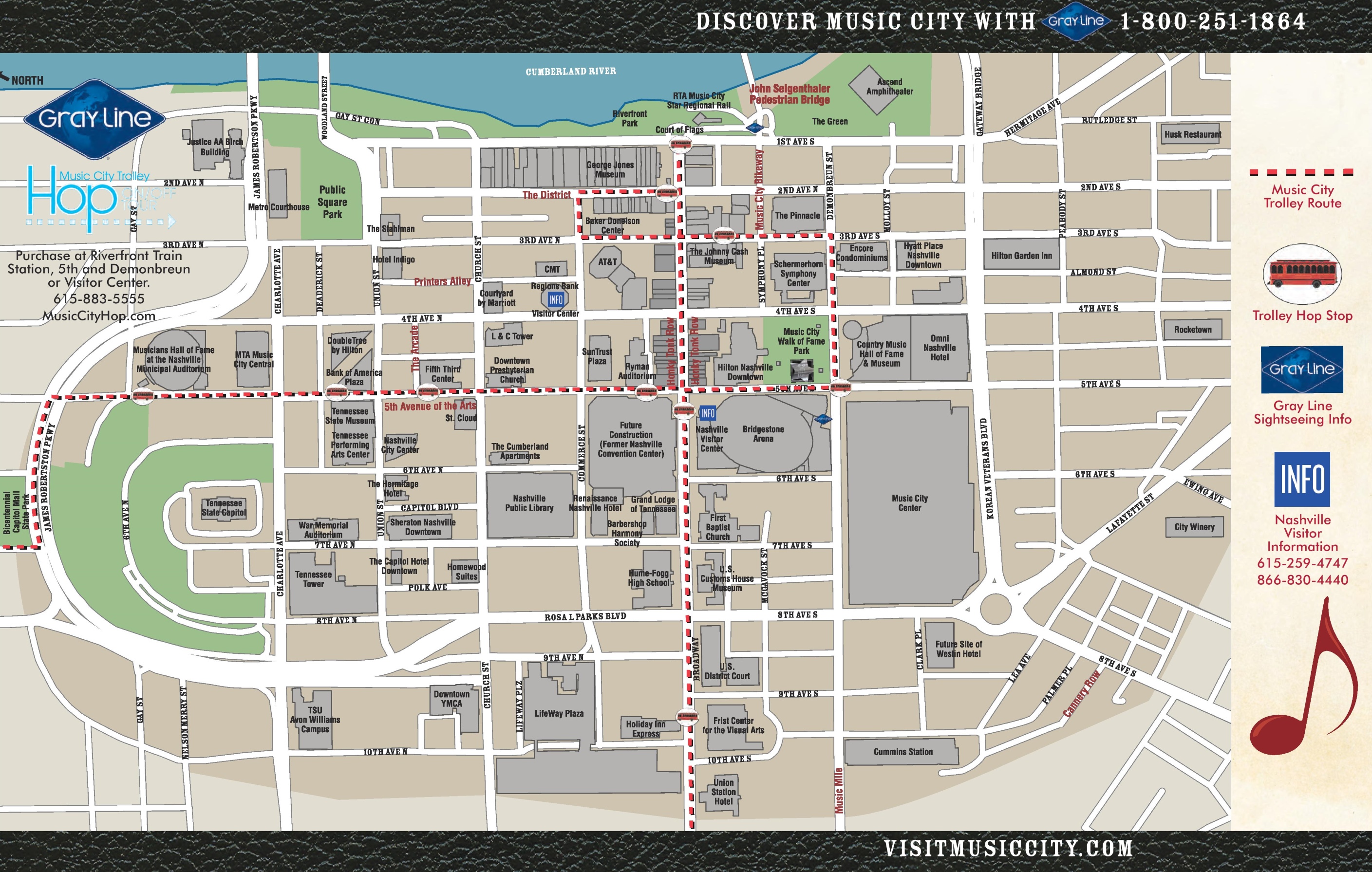 Nashville Downtown Map Ontheworldmap